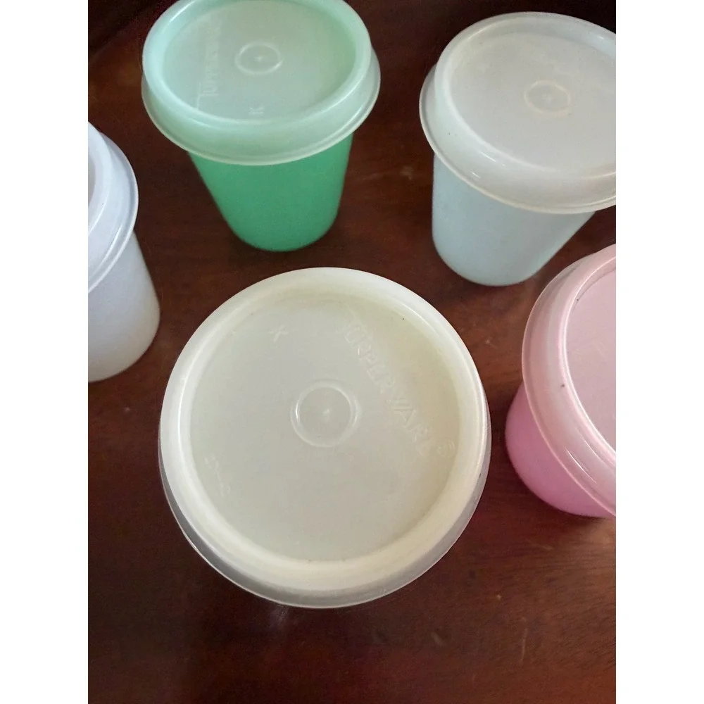 Tupperware Midget 2 oz Containers Set of 5 Pastel Colors with Lids Vintage 70's